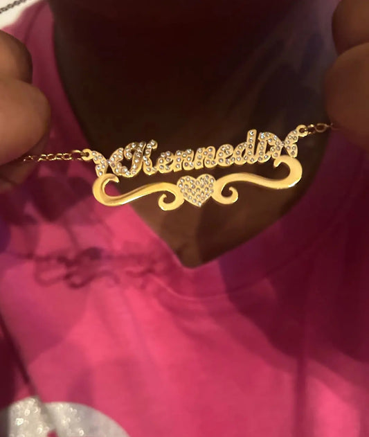 Cz butterfly name plated necklace