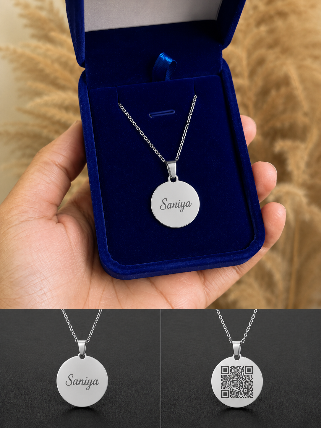 Memory QR code stainless steel necklace