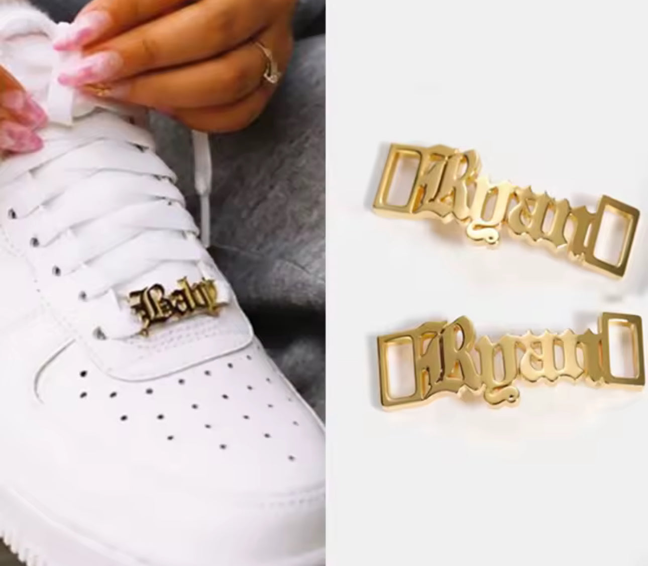 Custom shoelace name tag stainless steel