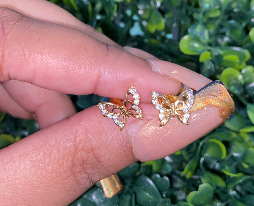 Gold plated butterfly studs