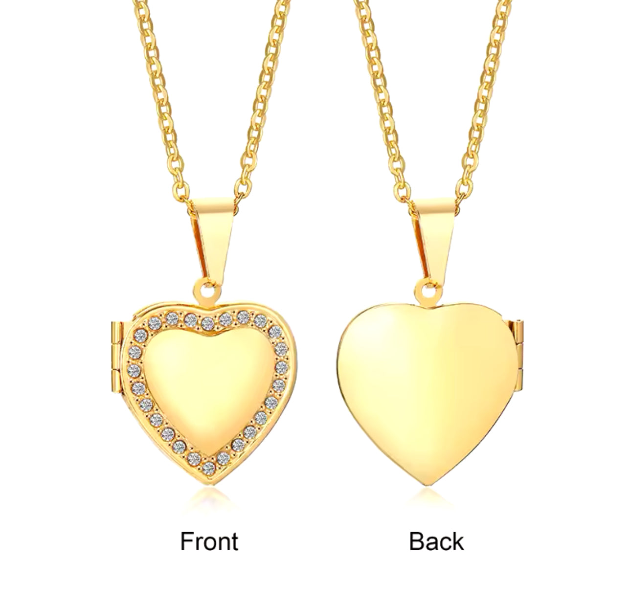 gold plated stainless steel Heart locket with picture