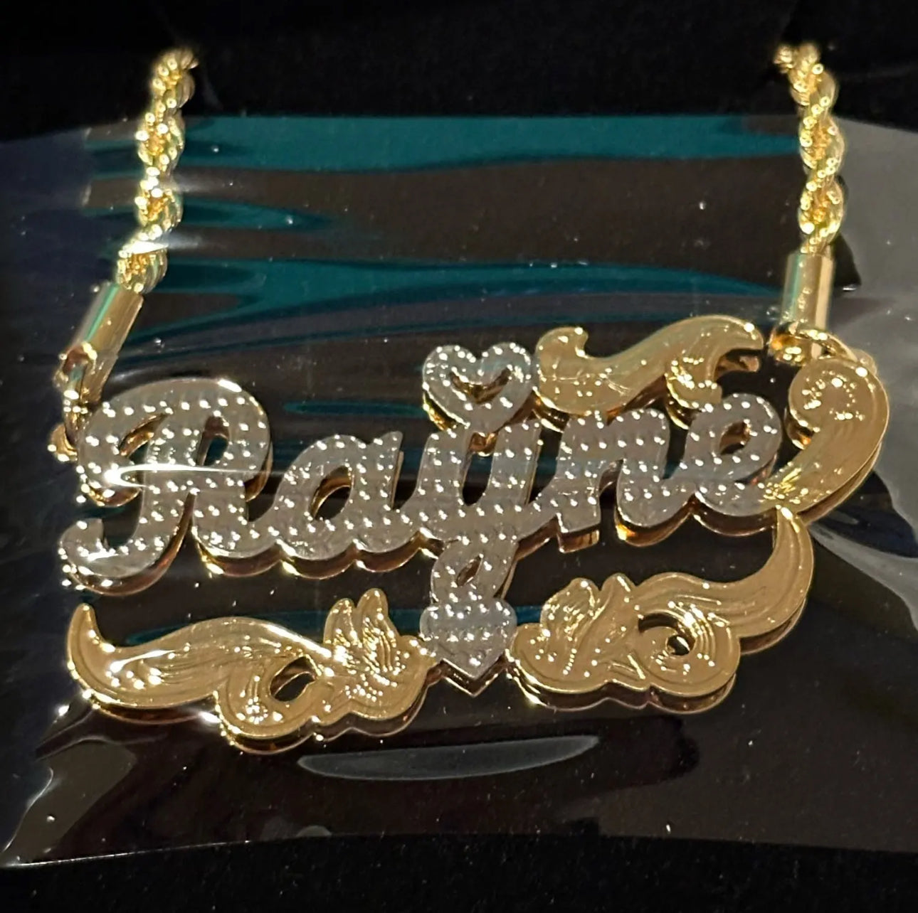 Stainless steel 3D custom name plate necklace