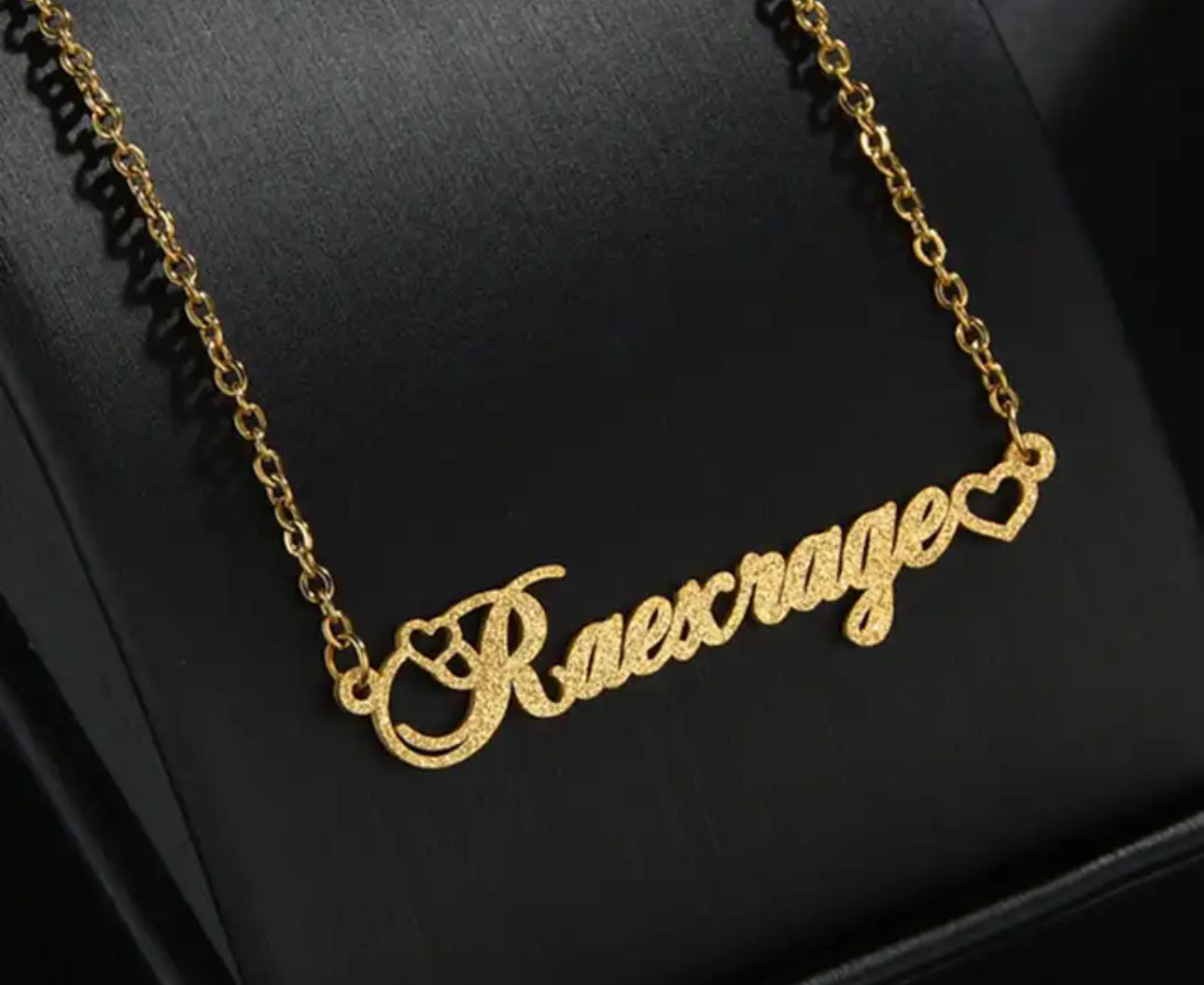 Glitter heart  Personalized stainless steel name necklace