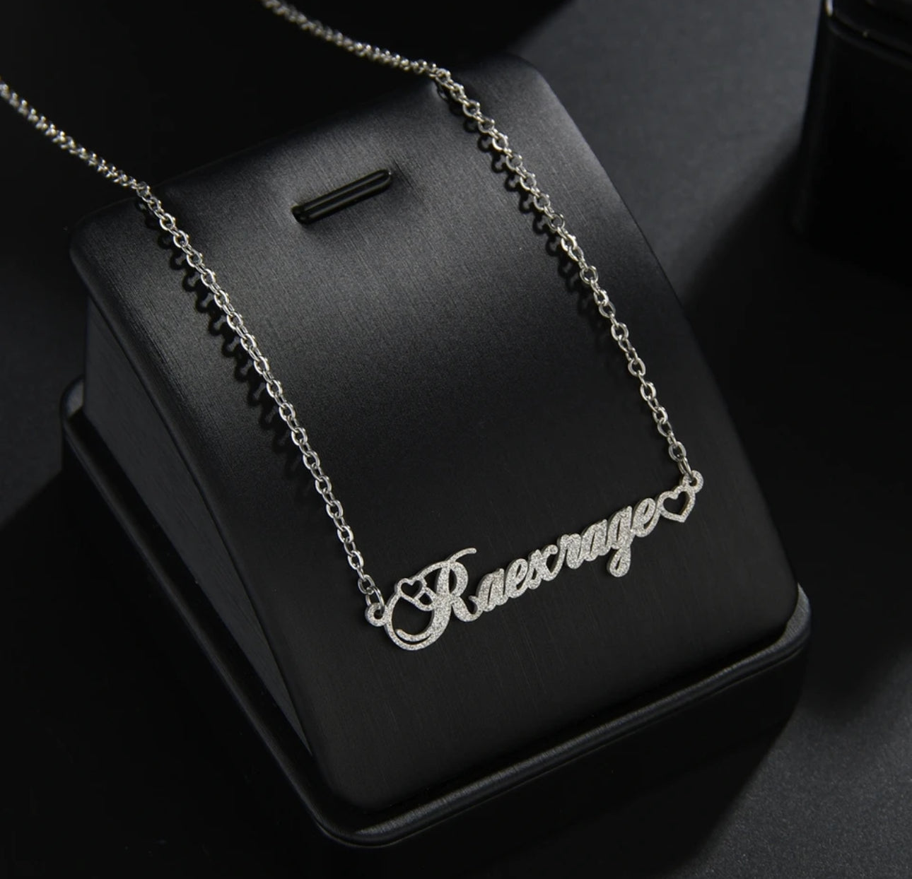 Glitter heart  Personalized stainless steel name necklace