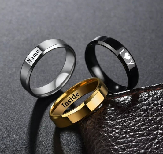 Custom engraved stainless steel ring