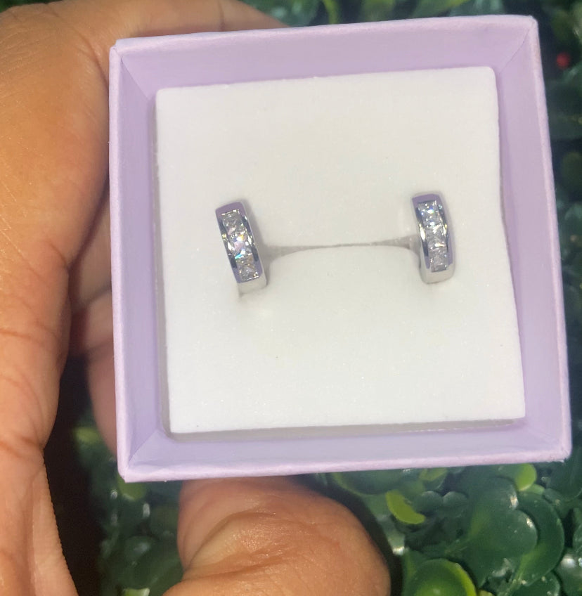 Silver huggie earrings