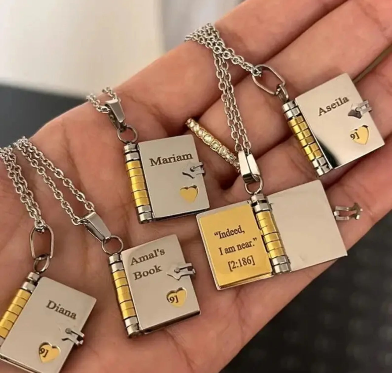 Love Book custom necklace engraving stainless steel