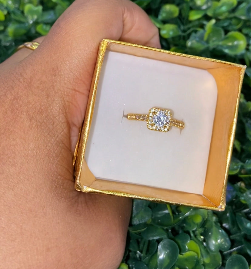 Square cz gold plated adjustable