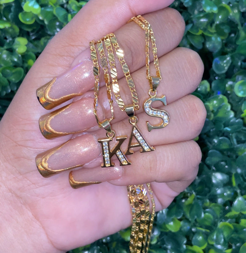 Gold plated Cz letter necklace