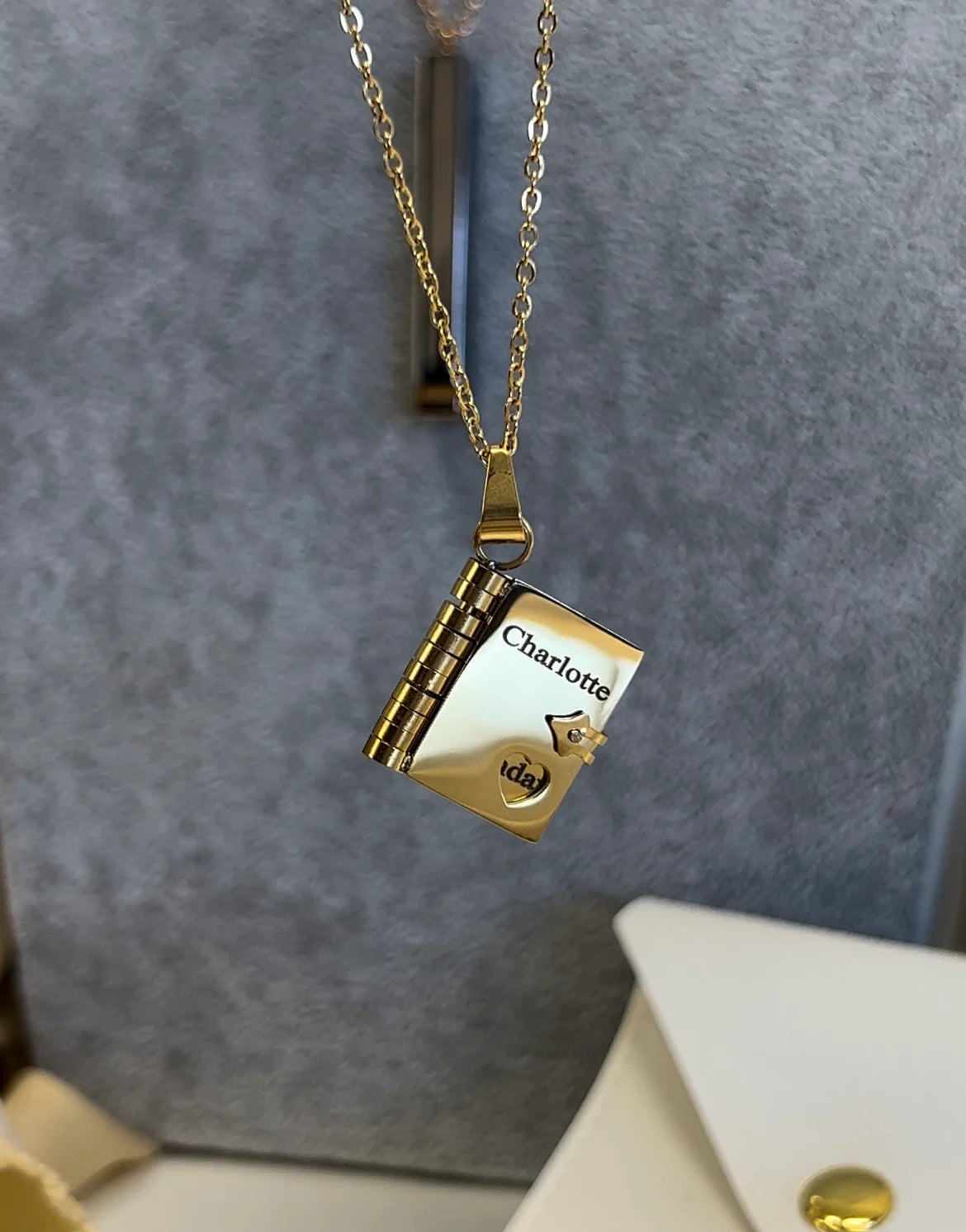 Love Book custom necklace engraving stainless steel