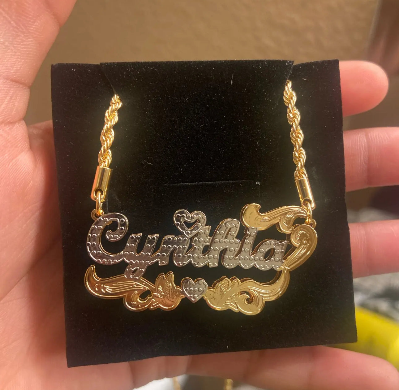 Stainless steel 3D custom name plate necklace