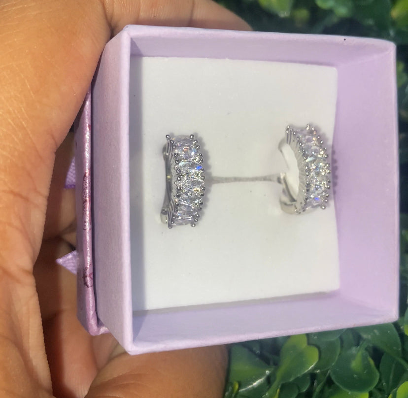 Silver plated huggie earrings