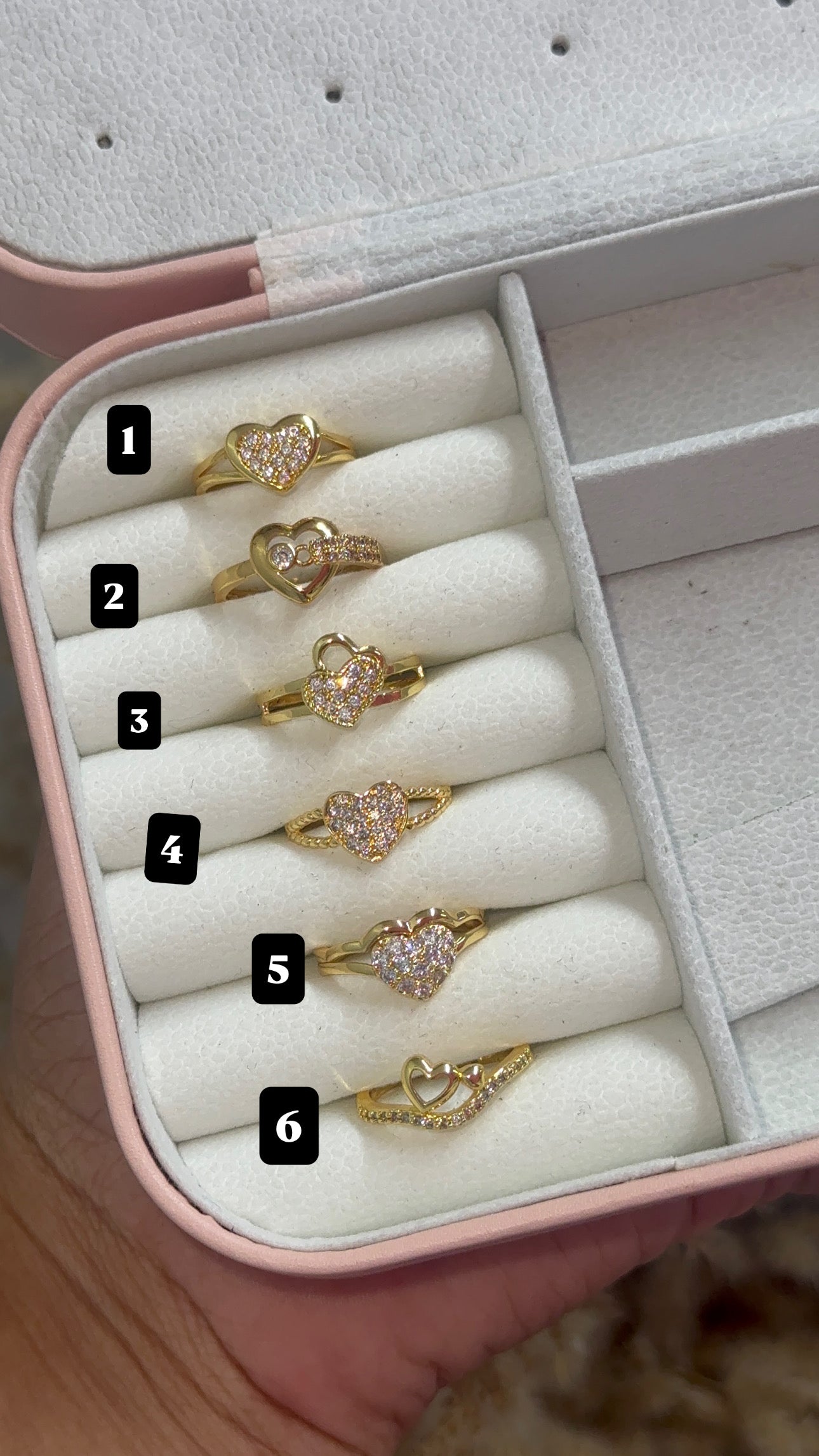Gold plated adjustable heart rings
