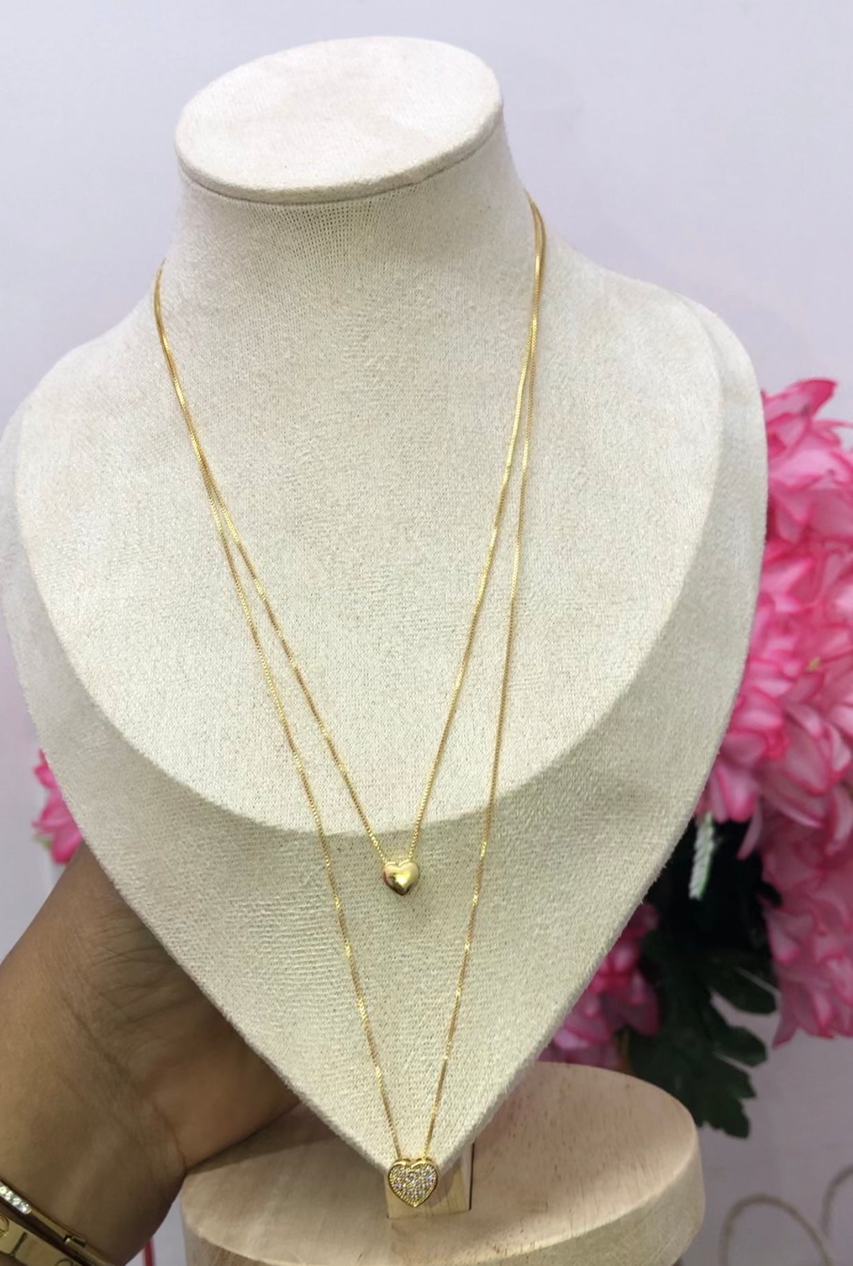 Gold plated double layer necklace
