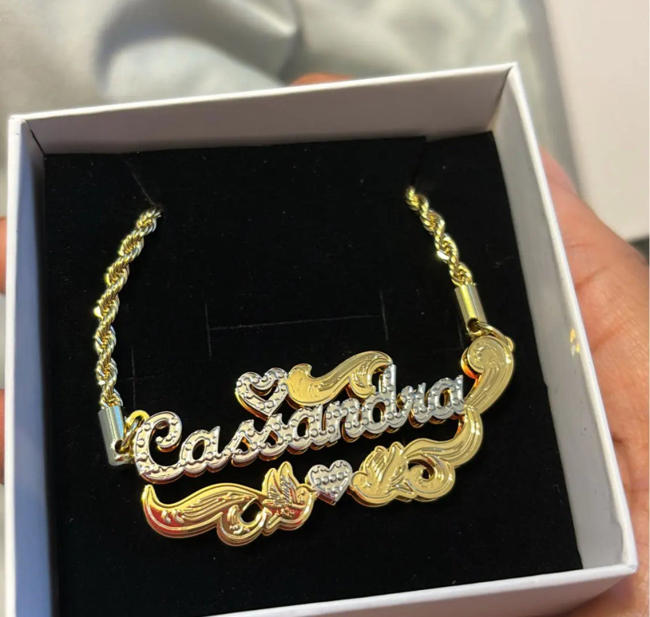 Stainless steel 3D custom name plate necklace