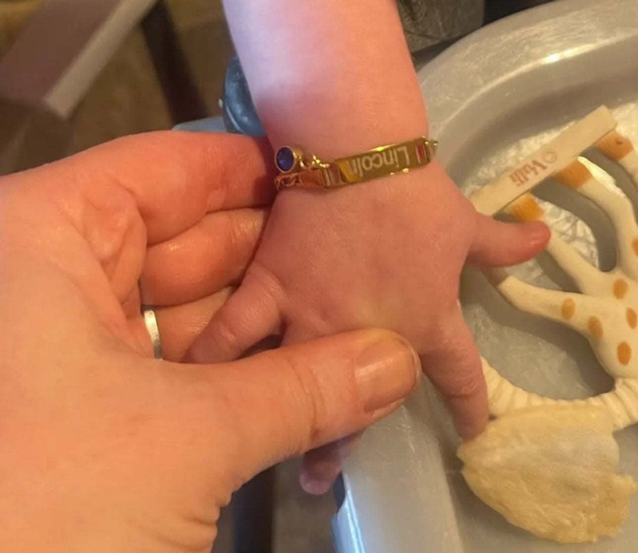 Stainless steel custom baby birthstone band