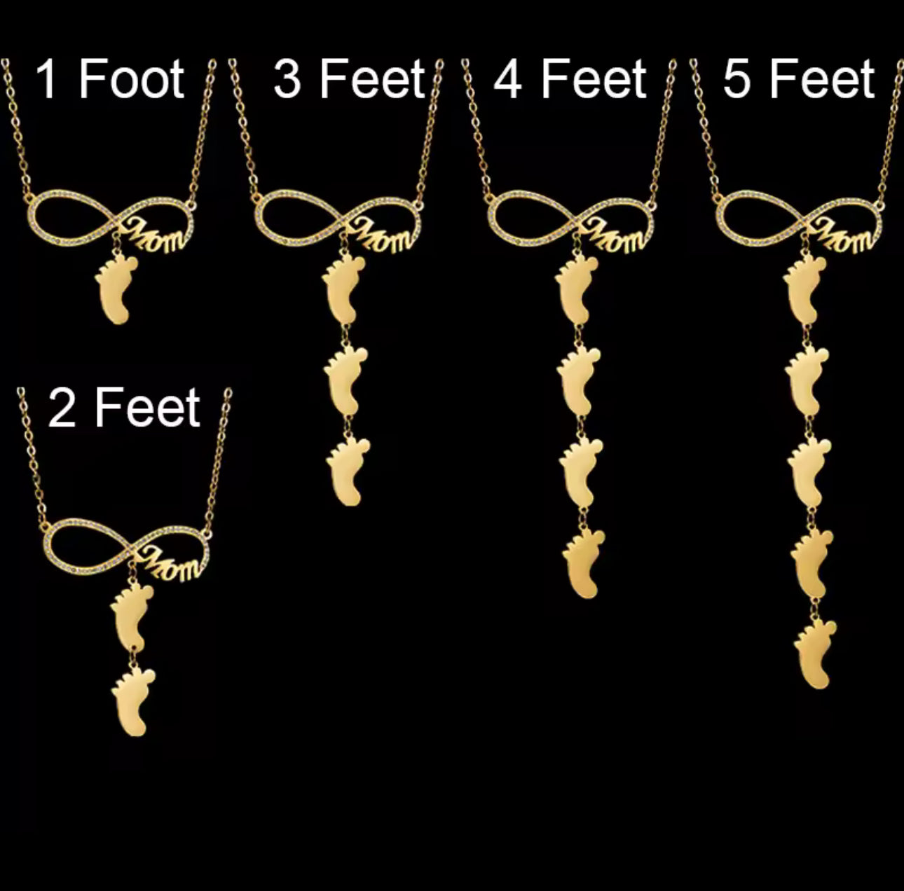 Mom & Baby Feet infinity Name Necklace ( engrave ) necklace