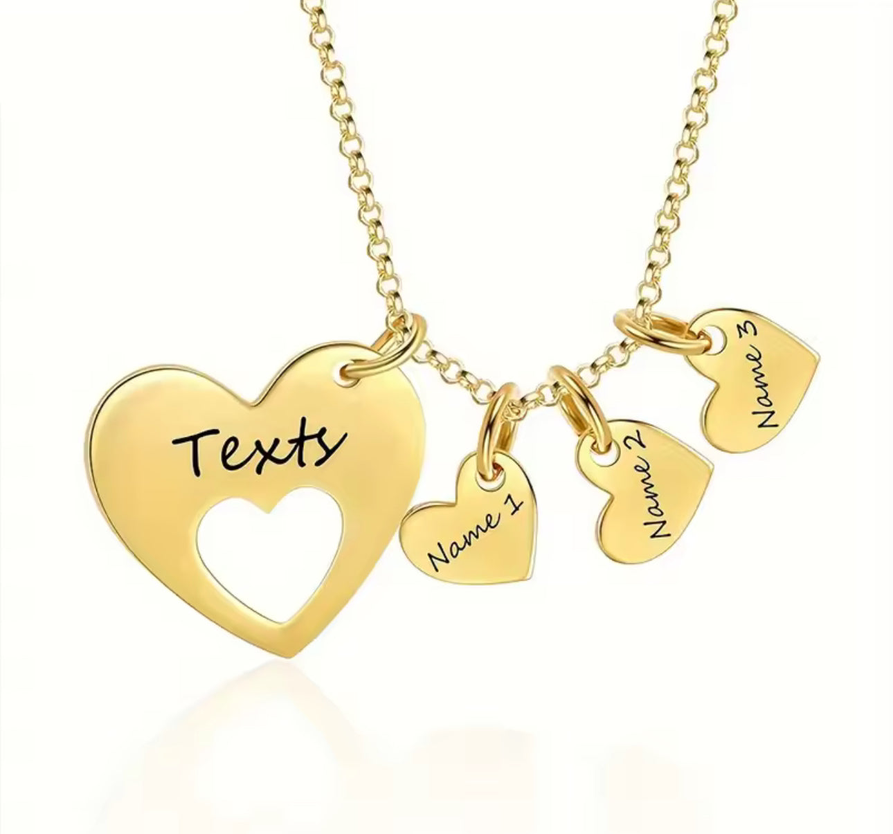 Mom & mini hearts Name Necklace ( engrave ) necklace