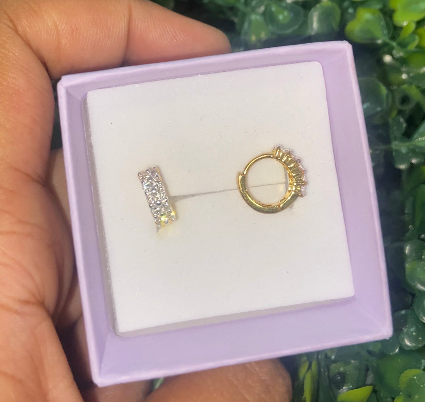 Gold plated cz huggie earring
