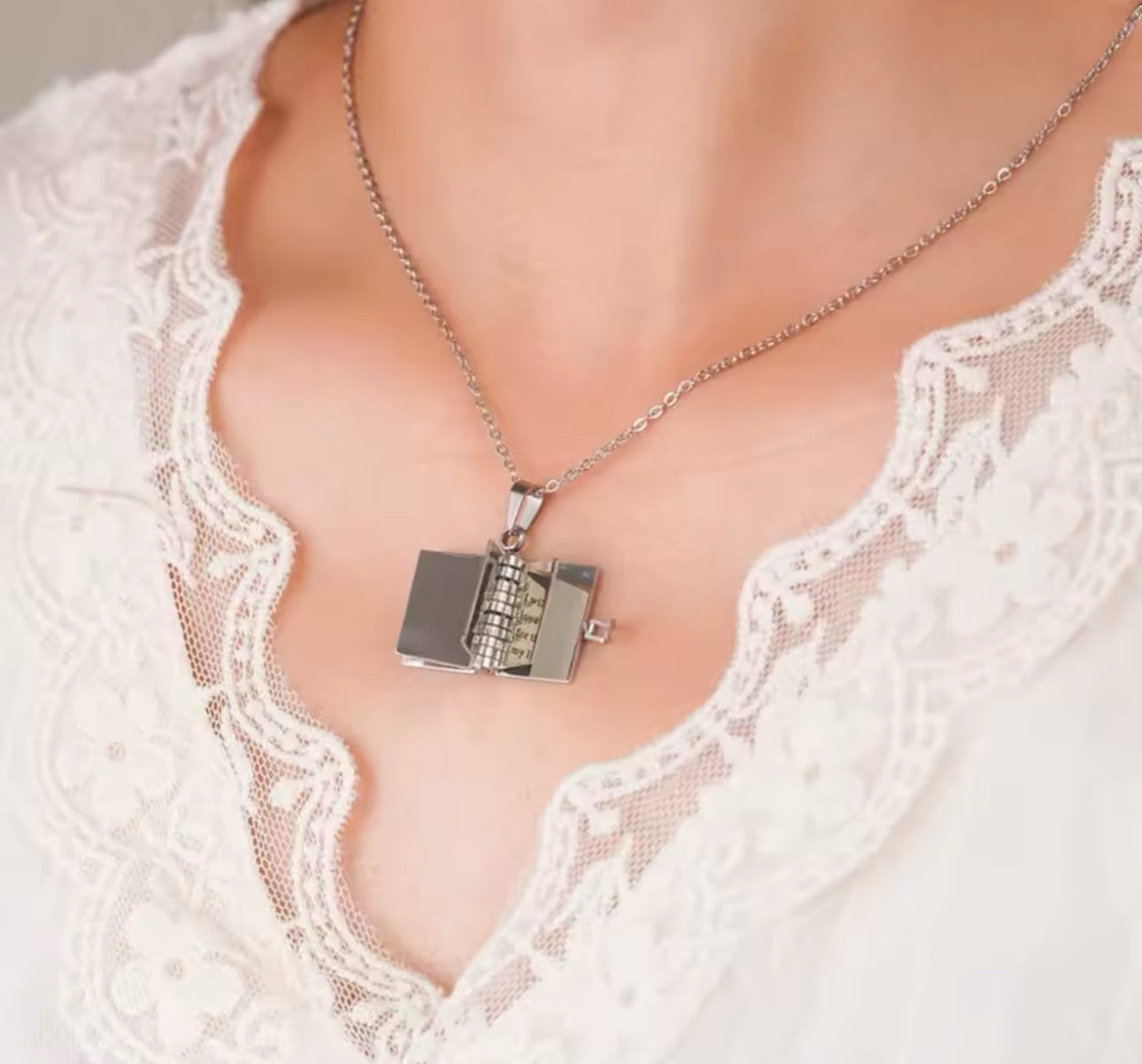 Love Book custom necklace engraving stainless steel