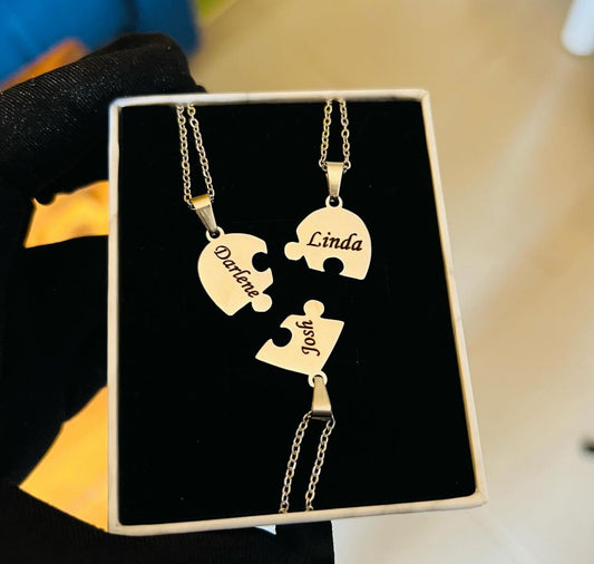 Stainless steel puzzle name necklace