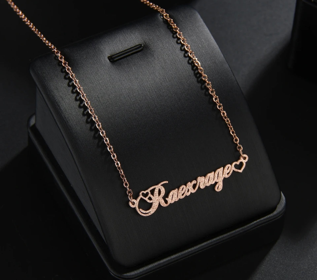 Glitter heart  Personalized stainless steel name necklace