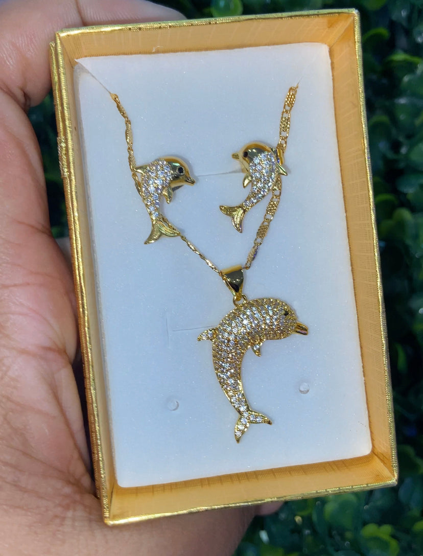 Gold plated dolphin set