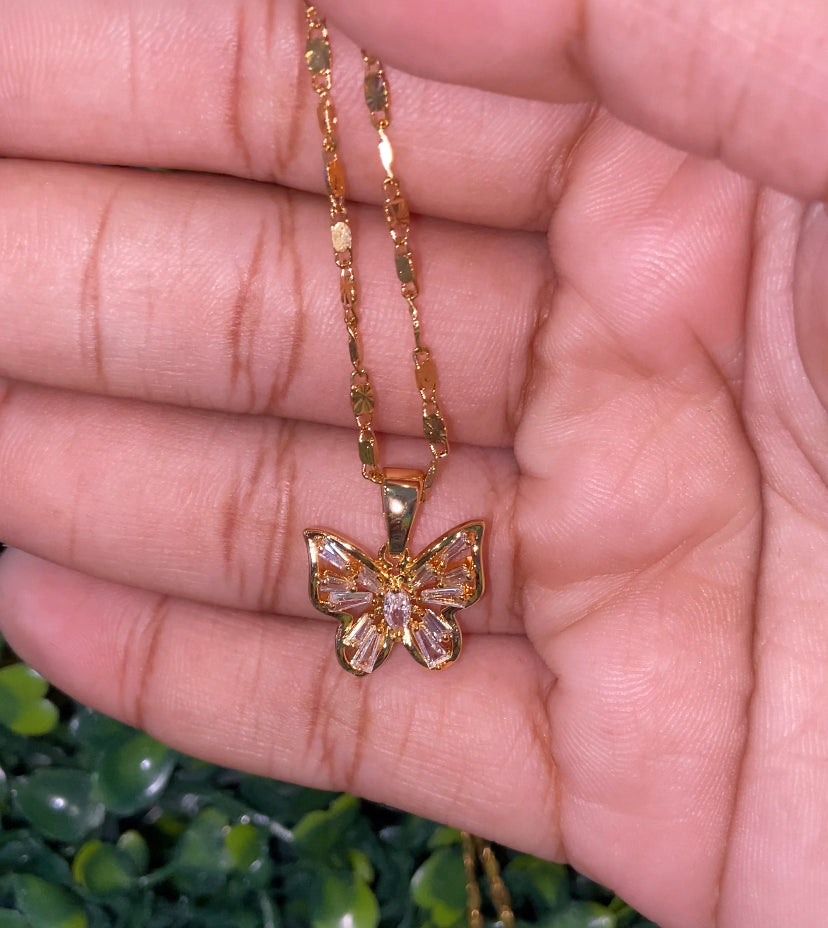 Gold plated butterfly necklace