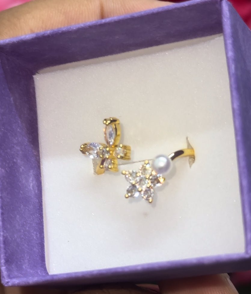 gold plated adjustable flutter pearl ring