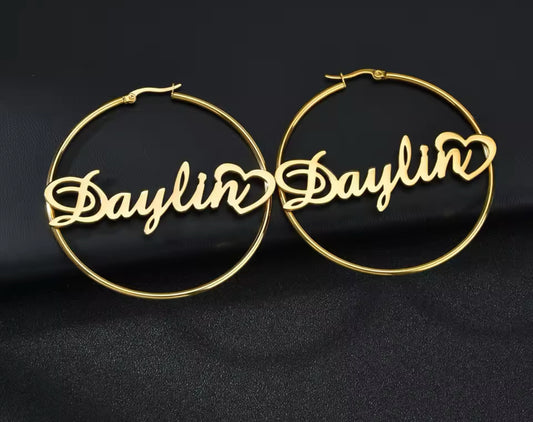 Custom hoop name earring