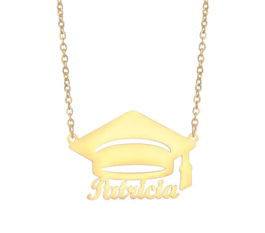 Personalized stainless steel graduation name necklace