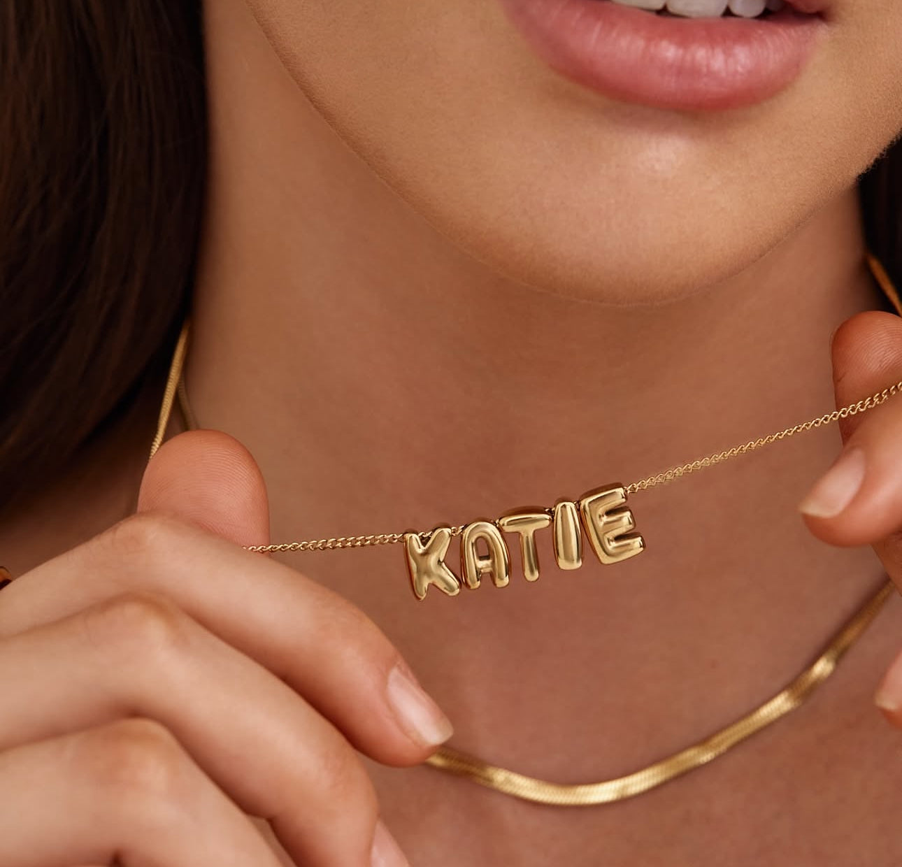 Bubble stainless steel custom name necklace