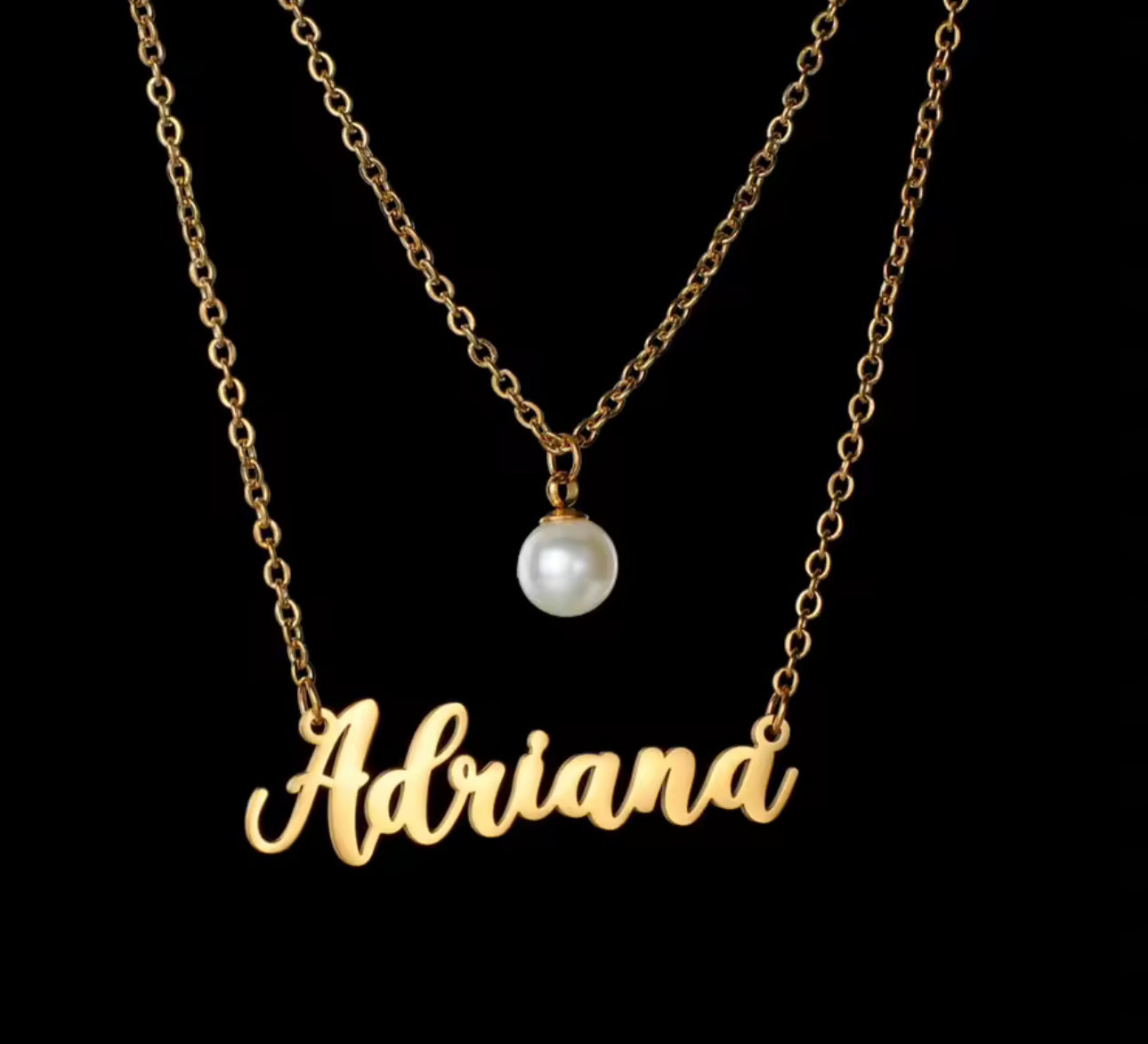 Custom pearl name necklace