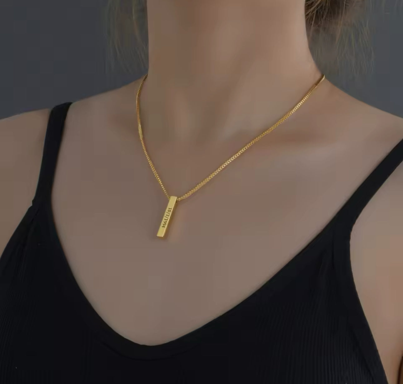 Personalized vertical engarve bar Stainless steel necklace