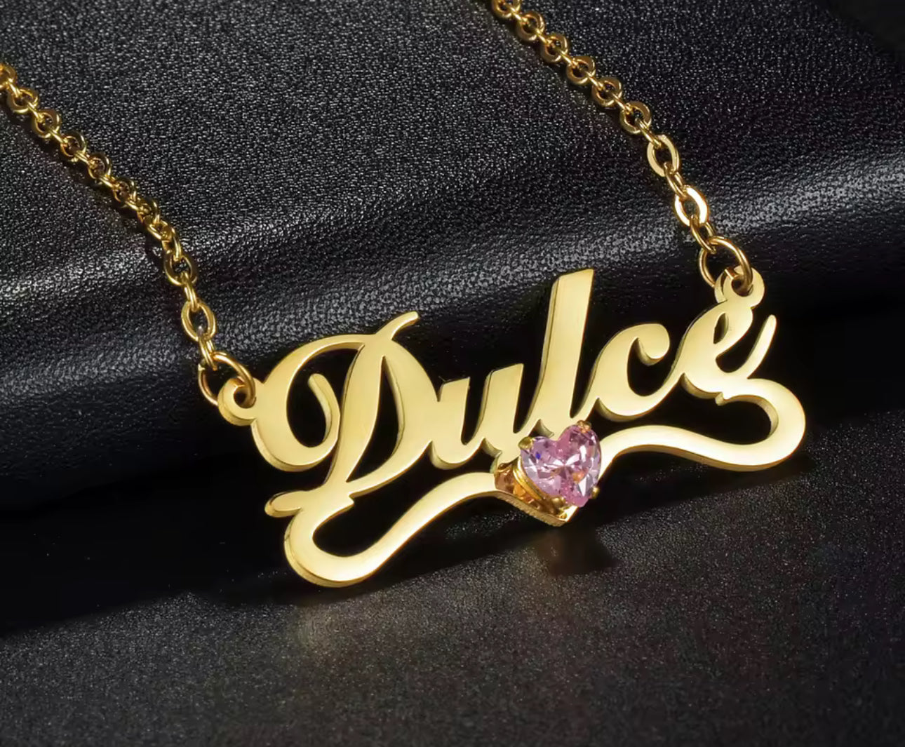 Heart Birthstone custom name necklace