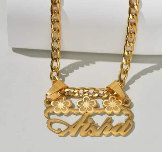 Flower cuban name necklace