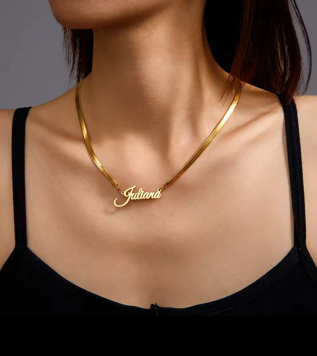 Herring bone custom name necklace