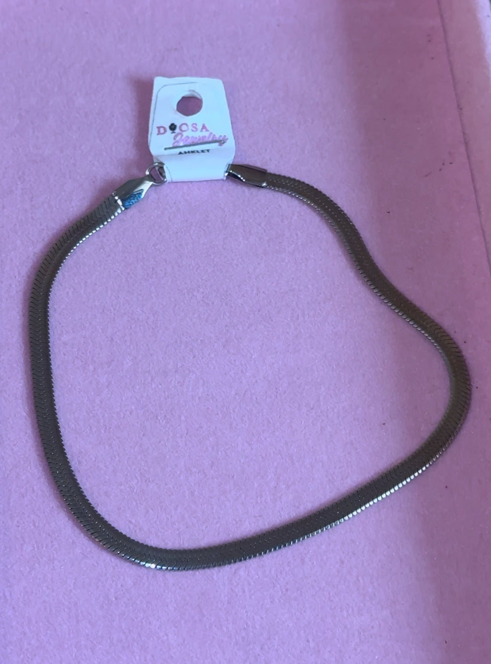 Stainless steel silver herring bone anklet