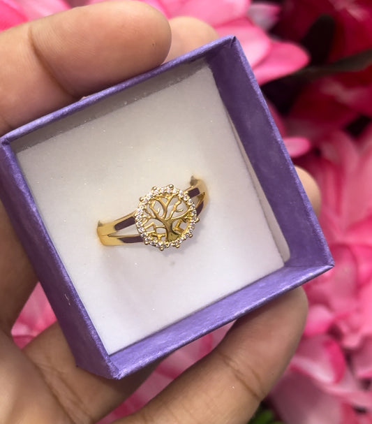 gold plated tree of life  ring