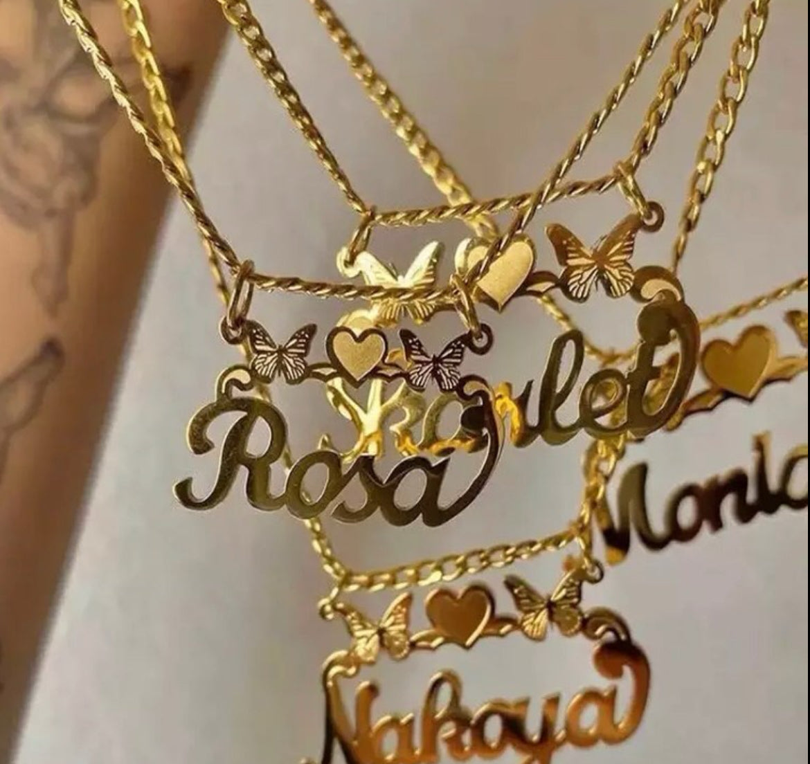 Duo Butterfly name necklace