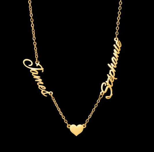Personalized stainless steel double  name necklace