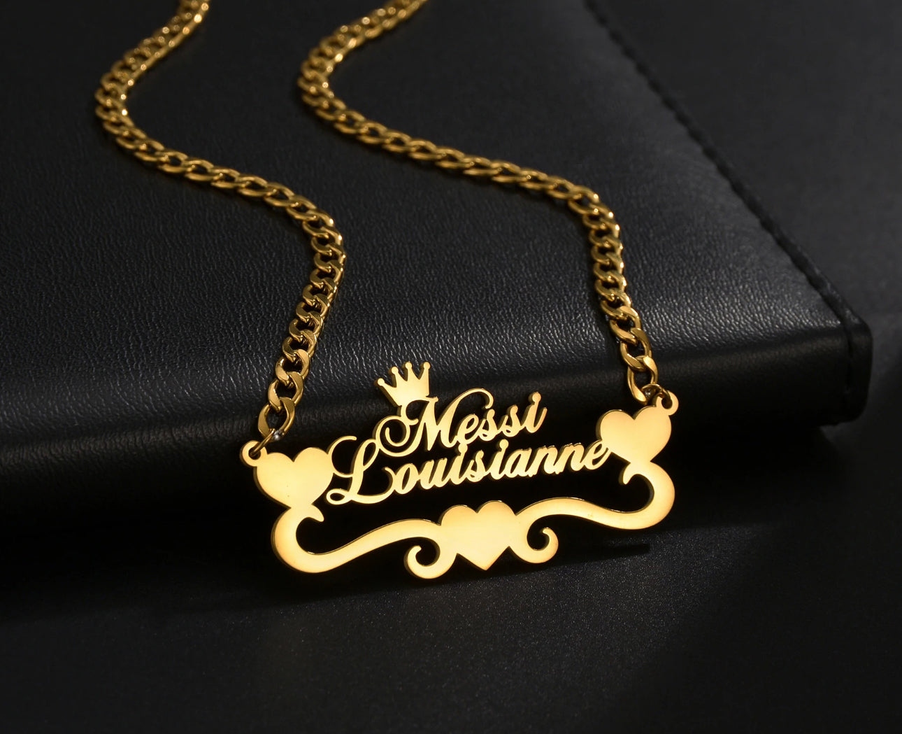Personalized stainless royal heart name necklace
