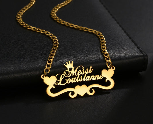 Personalized stainless royal  heart name necklace