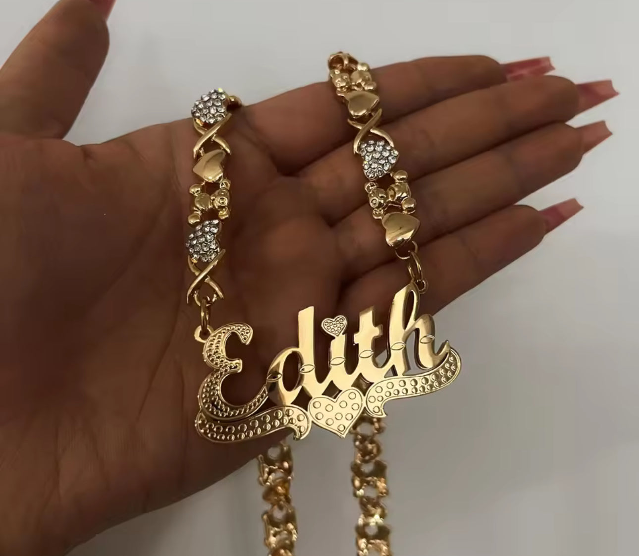 Teddy bear Stainless steel custom name chain