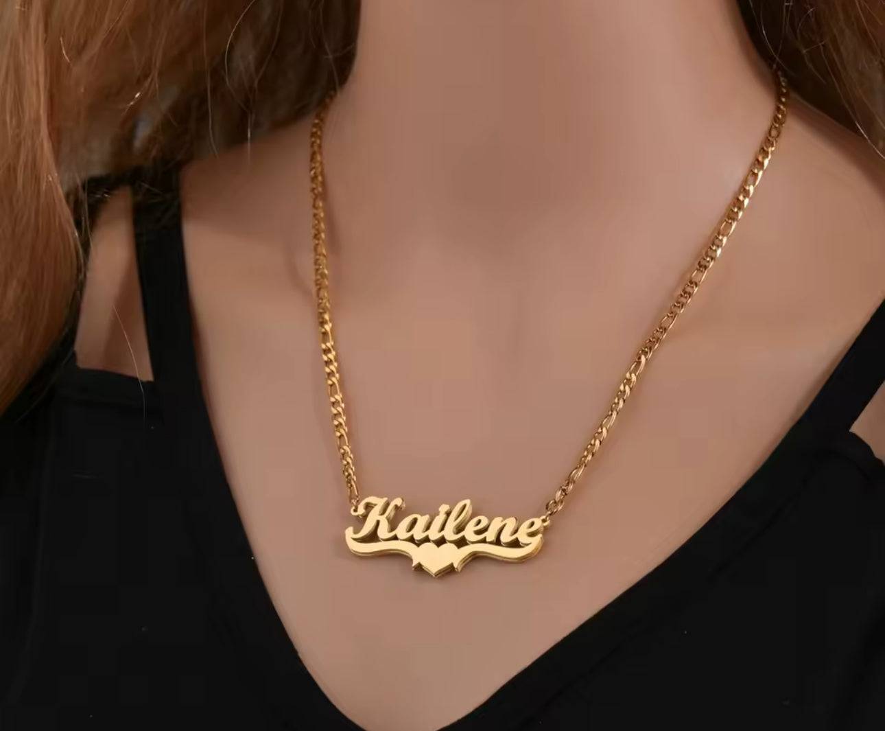 Personalized stainless heart name necklace