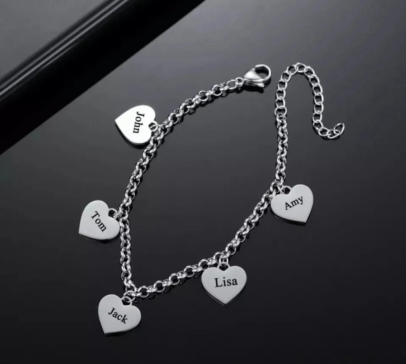 Stainless steel Heart charm bracelet