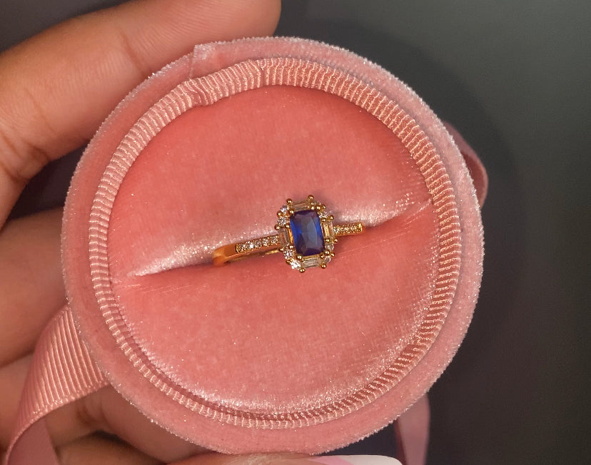 Sapphire adjustable gold plated ring