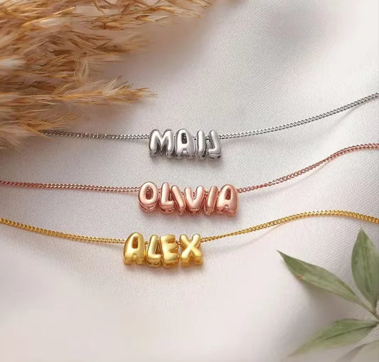 Bubble stainless steel custom name necklace