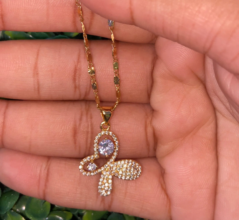 Gold plated butterfly necklace