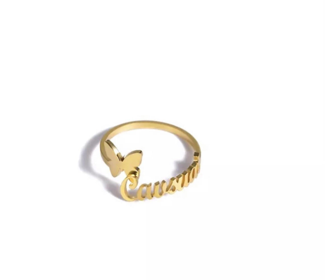 Personalized stainless steel custom name ring adjustable